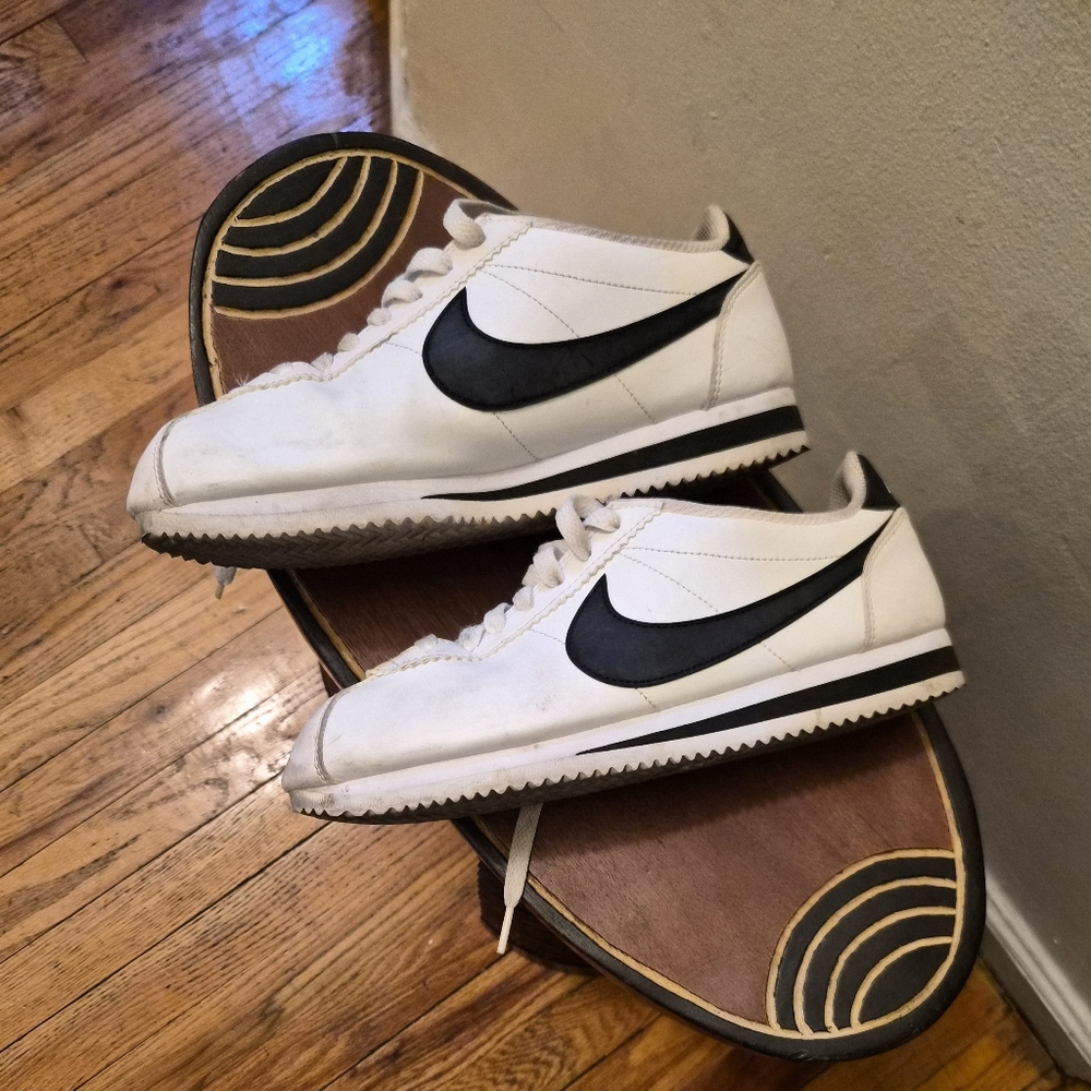 Nike Ladies White and Black Cortez Sneakers
